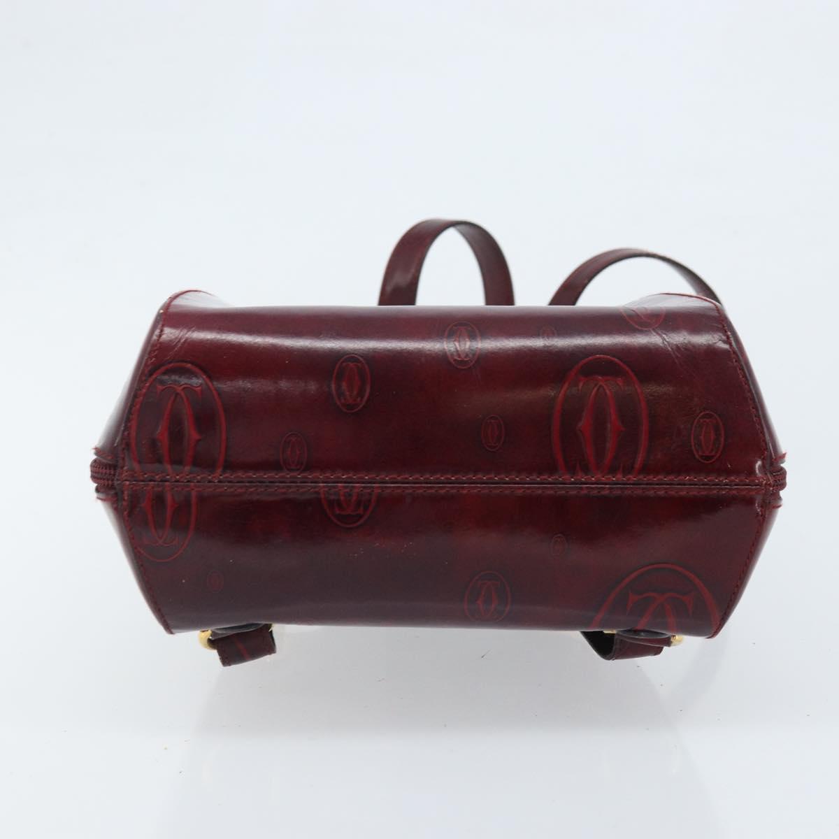 CARTIER Backpack Patent leather Red Gold Auth bs33722