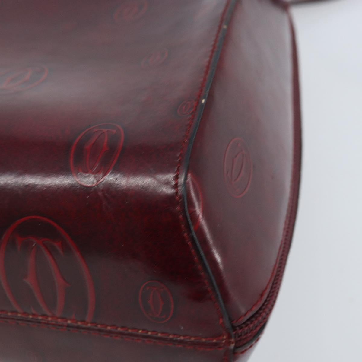 CARTIER Backpack Patent leather Red Gold Auth bs33722
