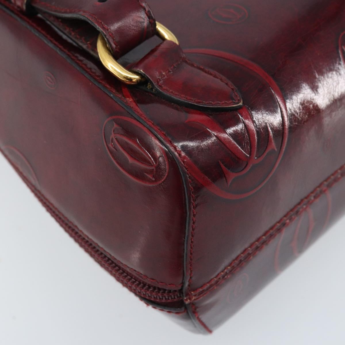 CARTIER Backpack Patent leather Red Gold Auth bs33722
