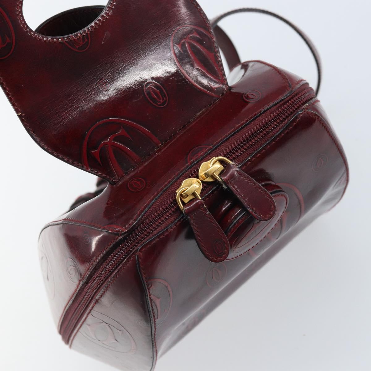 CARTIER Backpack Patent leather Red Gold Auth bs33722
