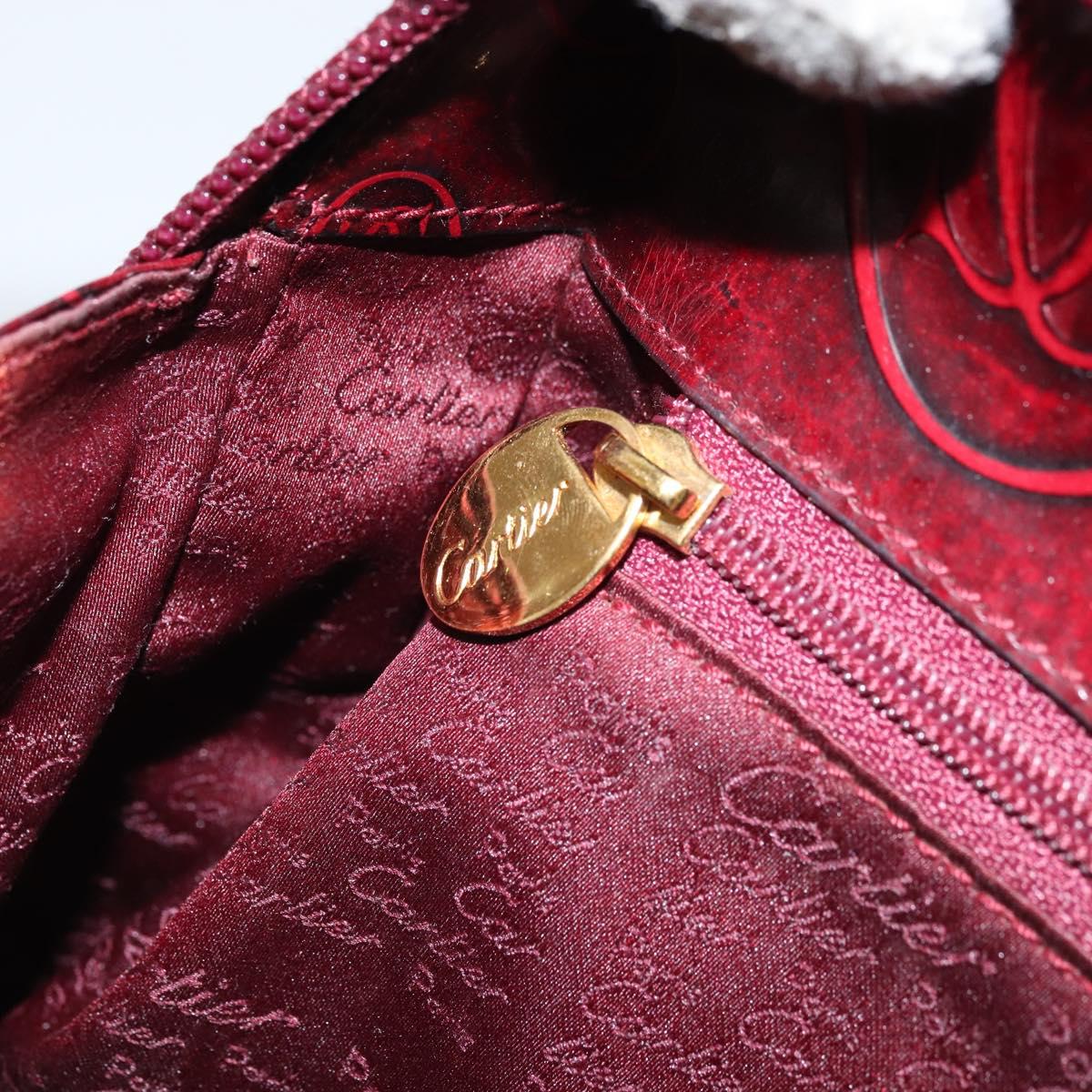 CARTIER Backpack Patent leather Red Gold Auth bs33722