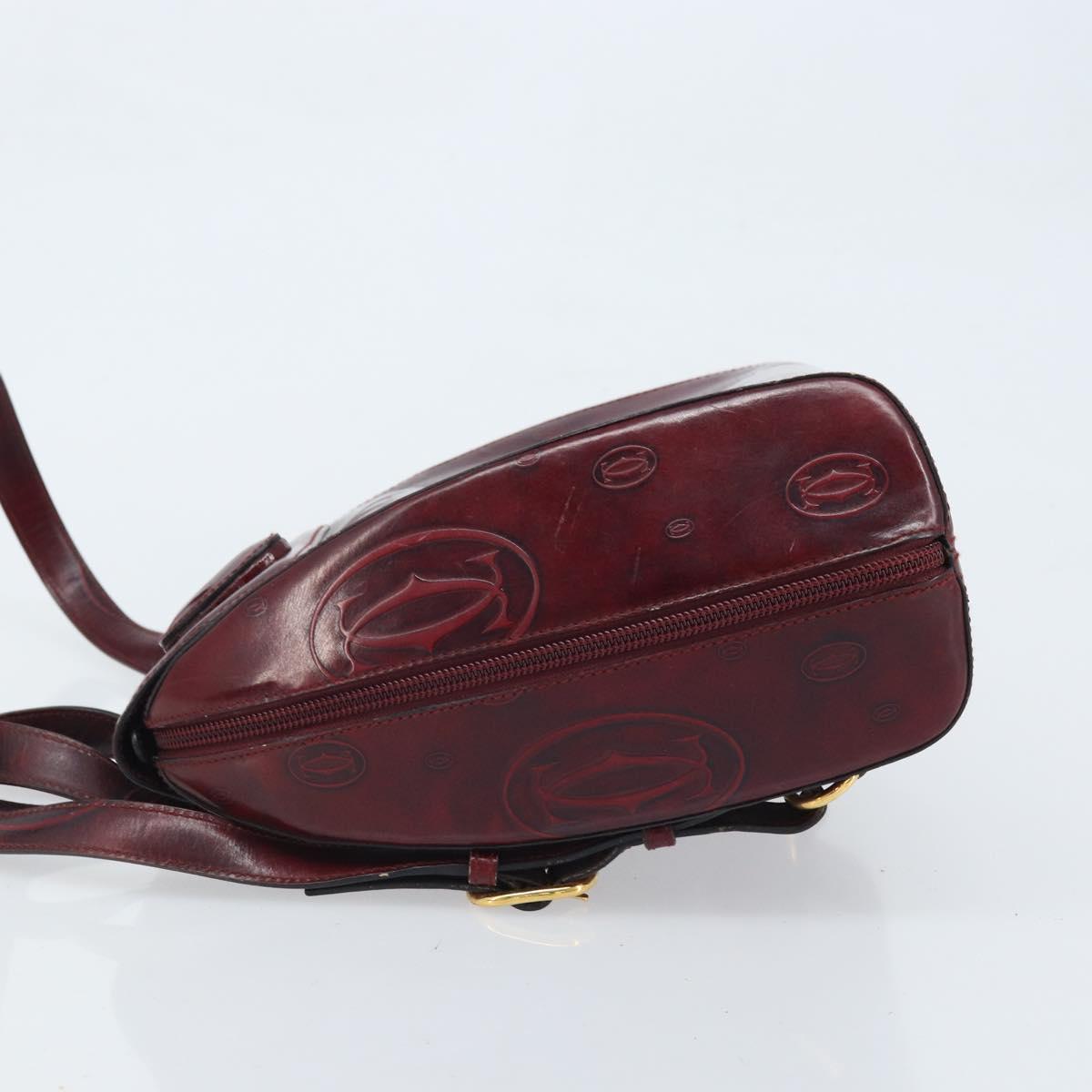 CARTIER Backpack Patent leather Red Gold Auth bs33722