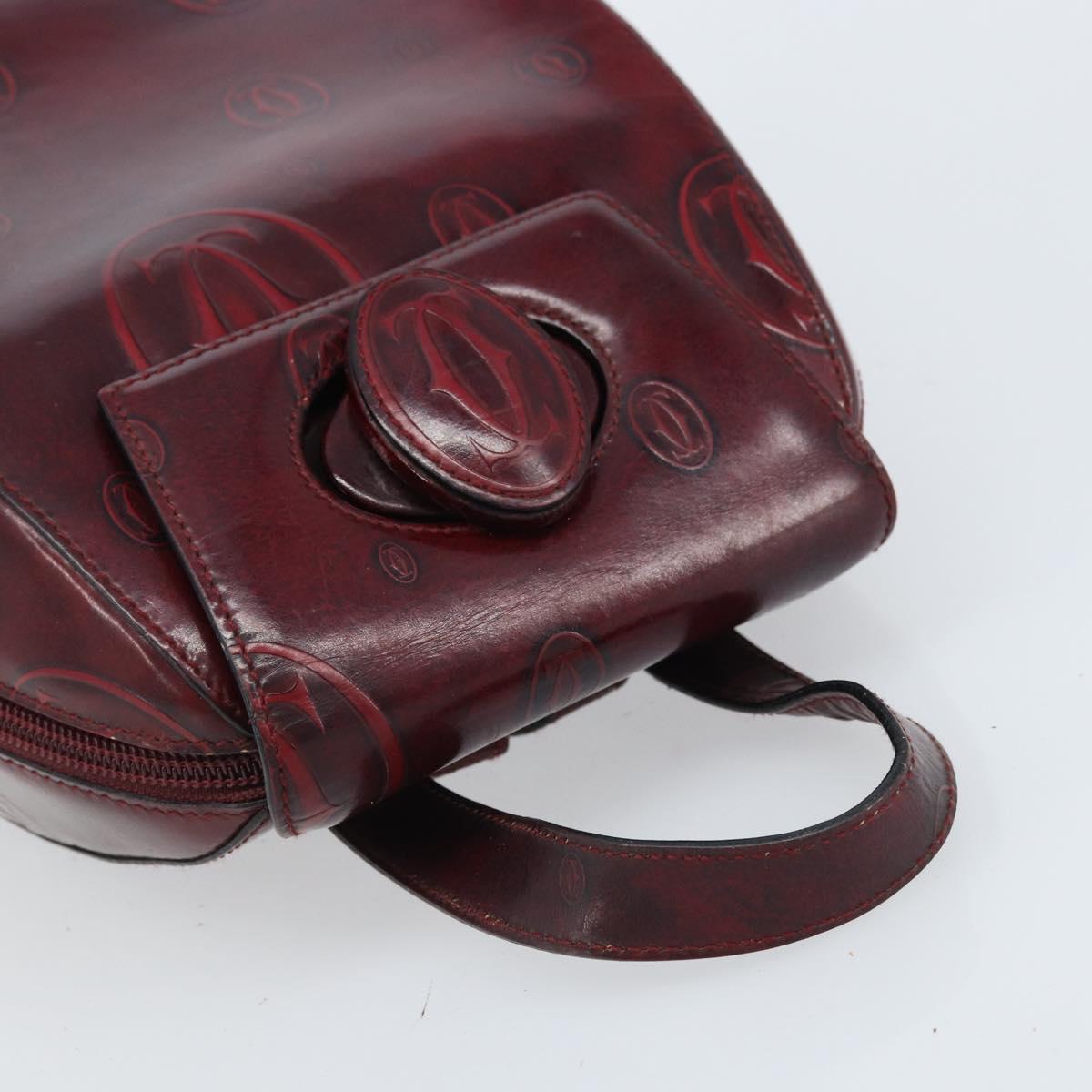 CARTIER Backpack Patent leather Red Gold Auth bs33722