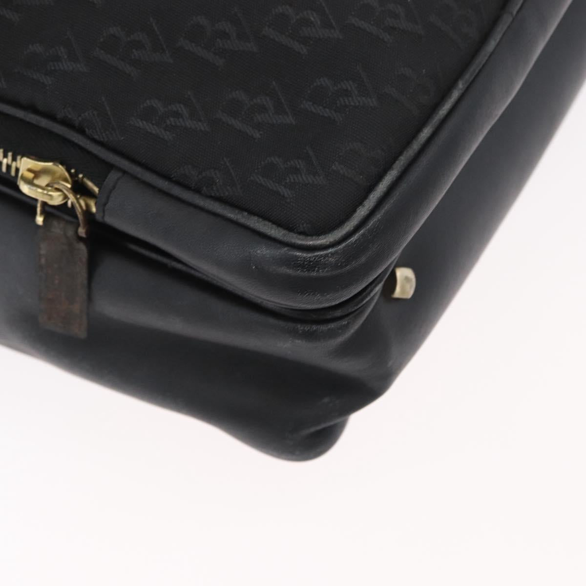 BOTTEGA VENETA Shoulder Bag Canvas Black Gold Auth bs33726