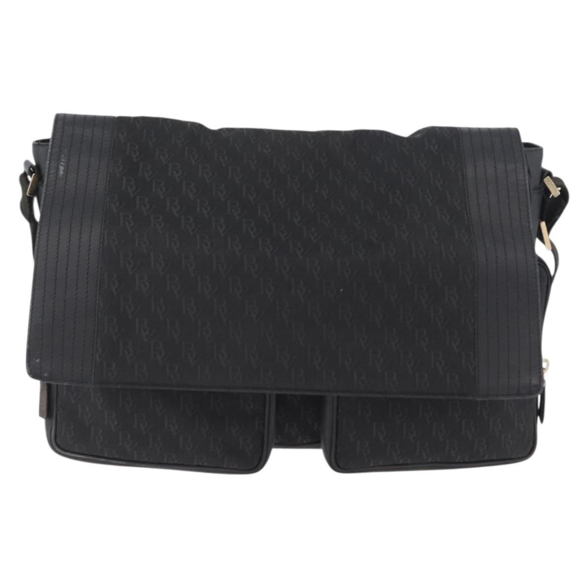 BOTTEGA VENETA Shoulder Bag Canvas Black Gold Auth bs33726