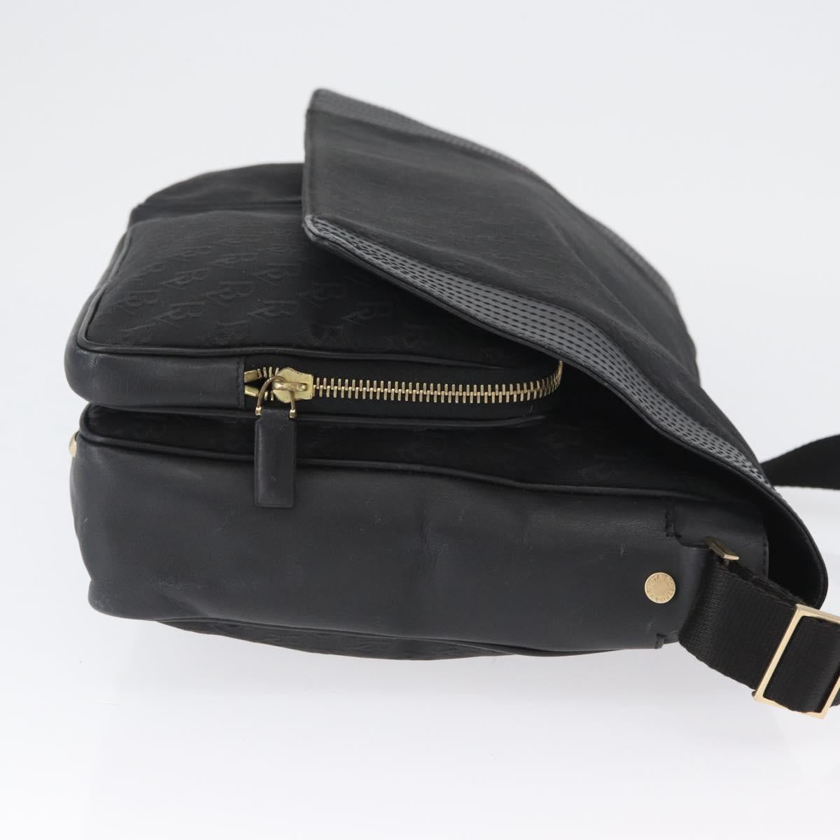 BOTTEGA VENETA Shoulder Bag Canvas Black Gold Auth bs33726