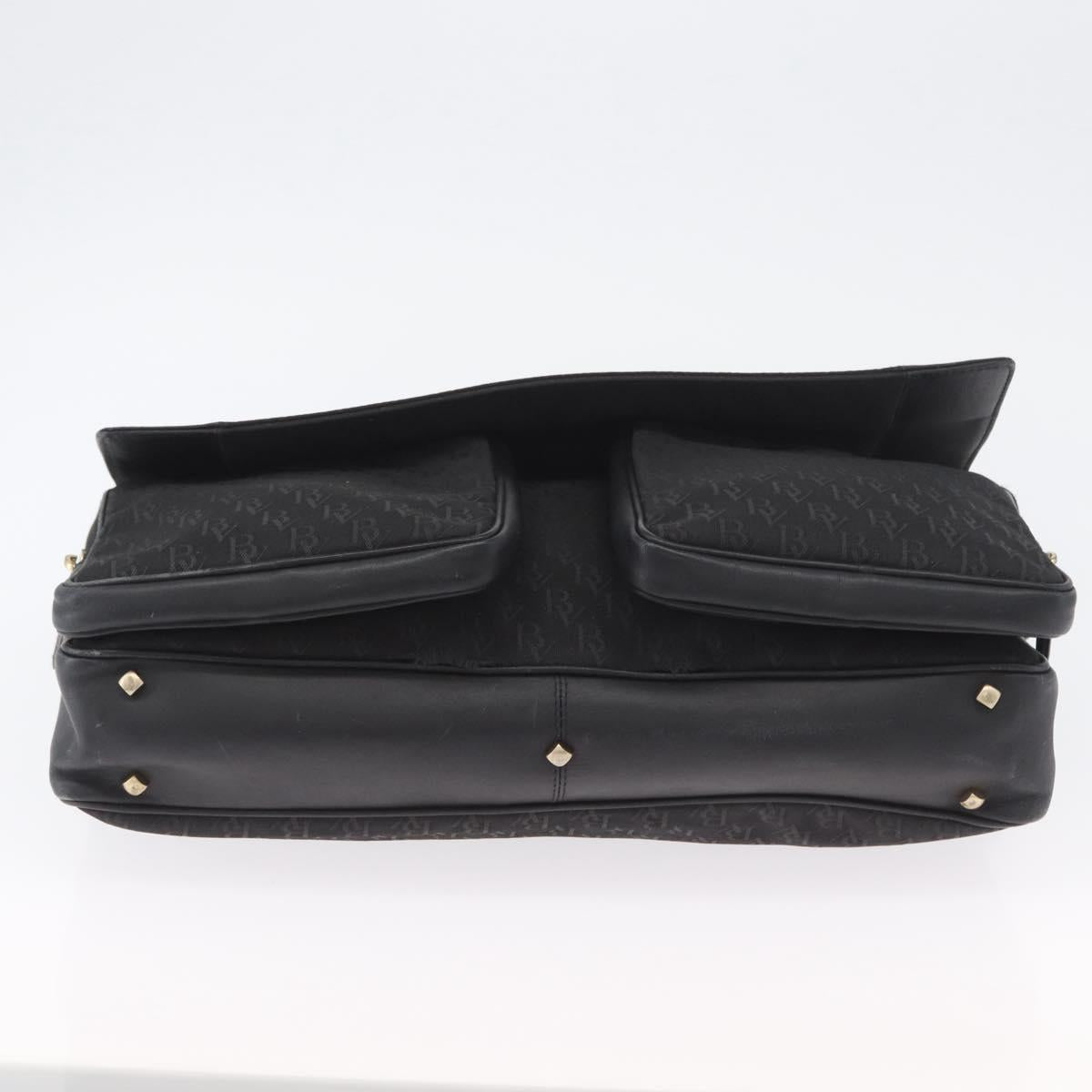BOTTEGA VENETA Shoulder Bag Canvas Black Gold Auth bs33726