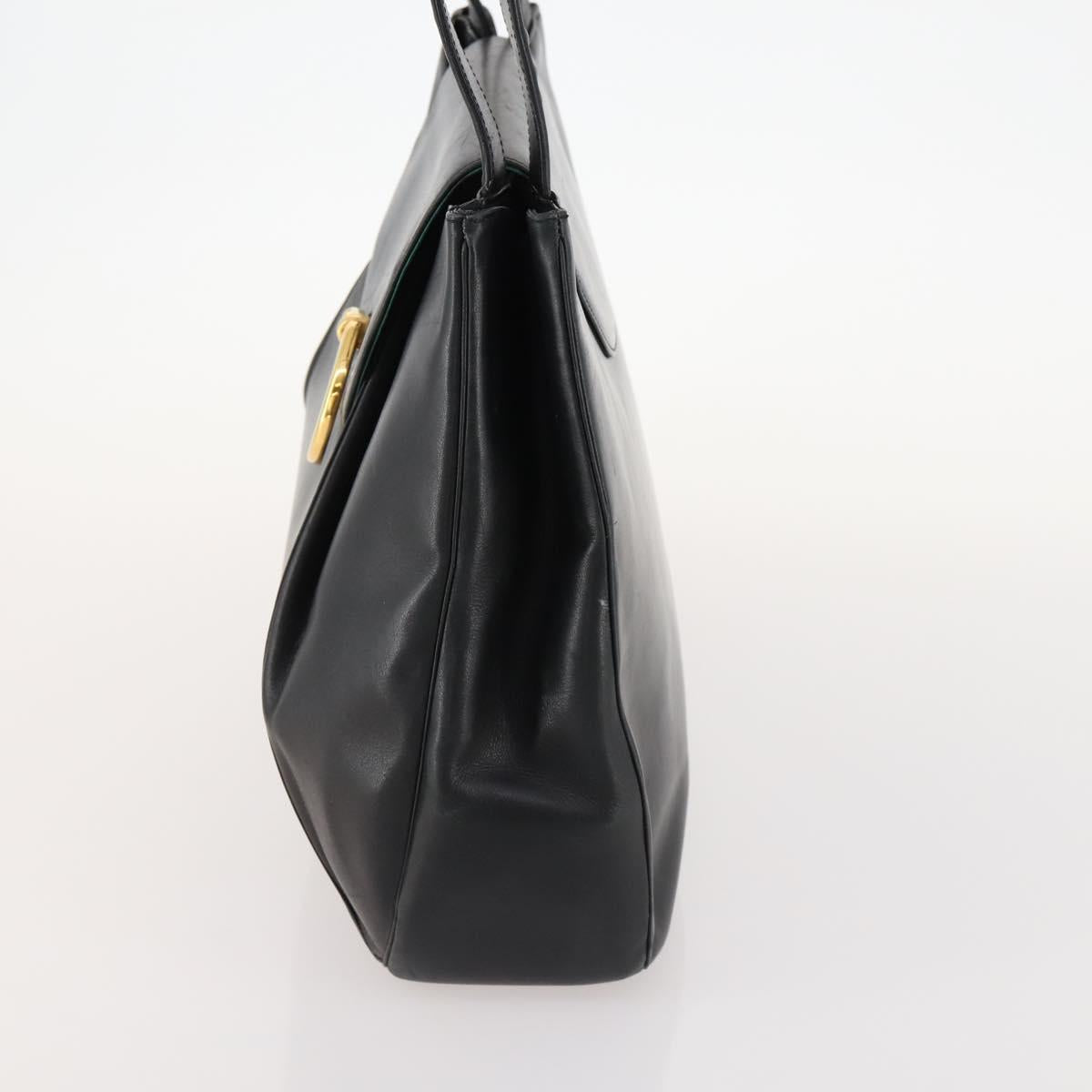 CARTIER Tote Bag Leather Black Gold Auth bs33730