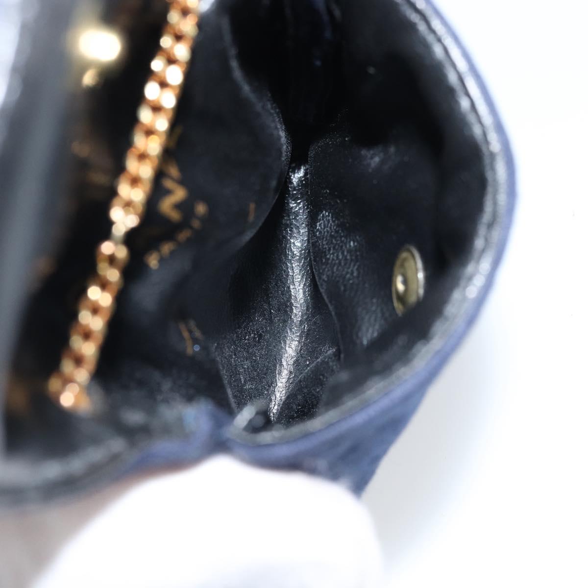 CHANEL Chain Pouch Cotton Navy Gold CC Auth bs33731