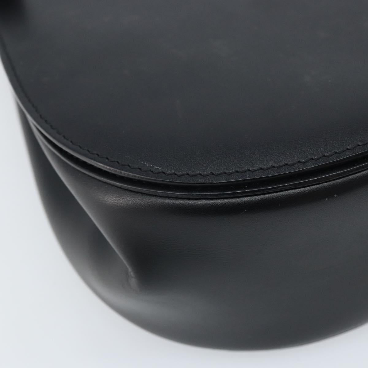 CELINE Shoulder Bag Leather Black Silver Auth bs33732
