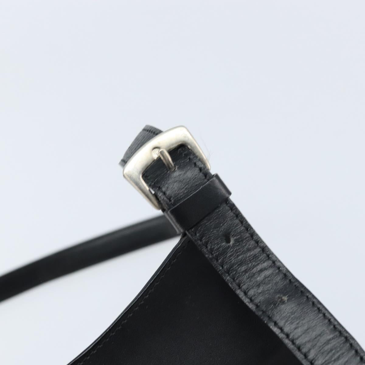 CELINE Shoulder Bag Leather Black Silver Auth bs33732