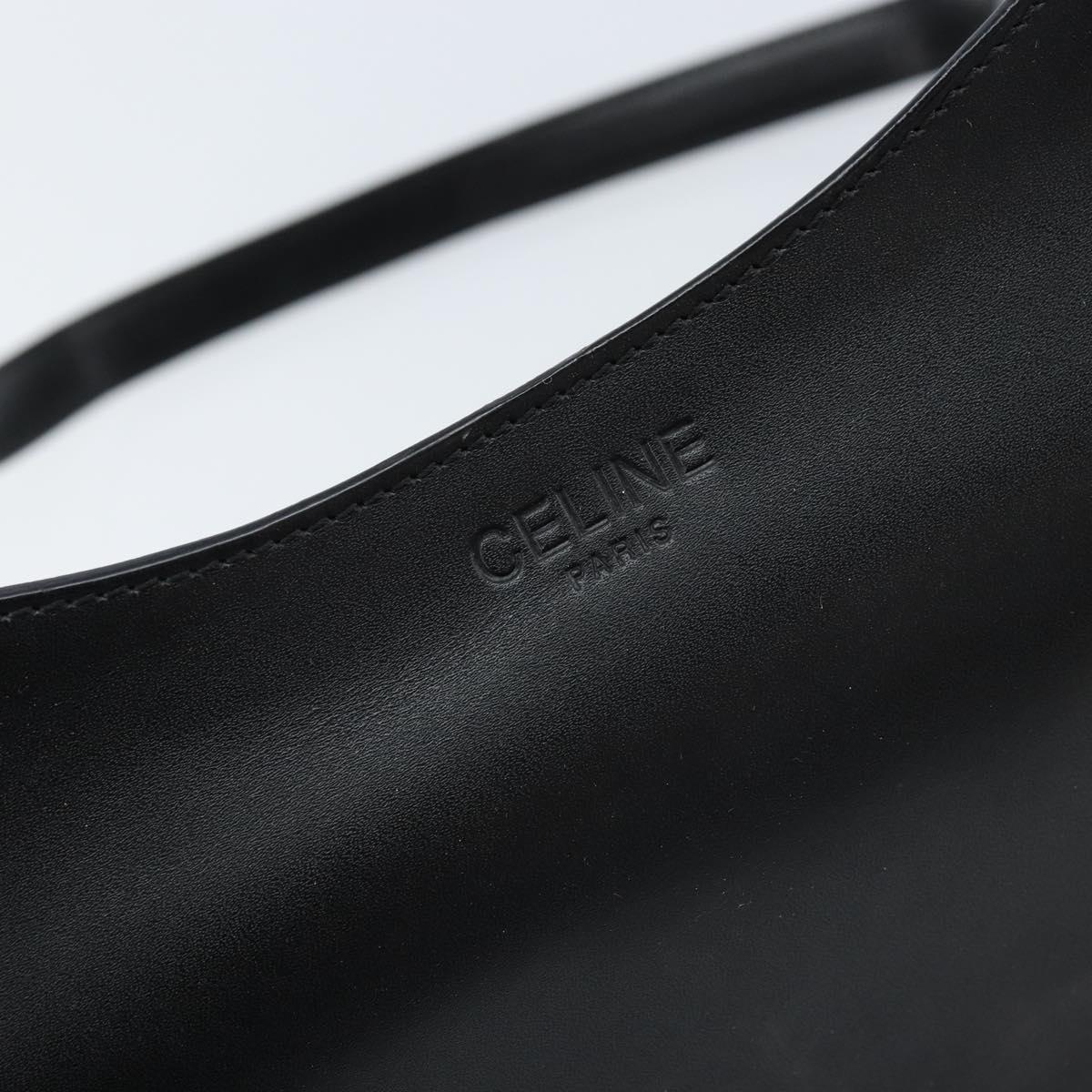 CELINE Shoulder Bag Leather Black Silver Auth bs33732