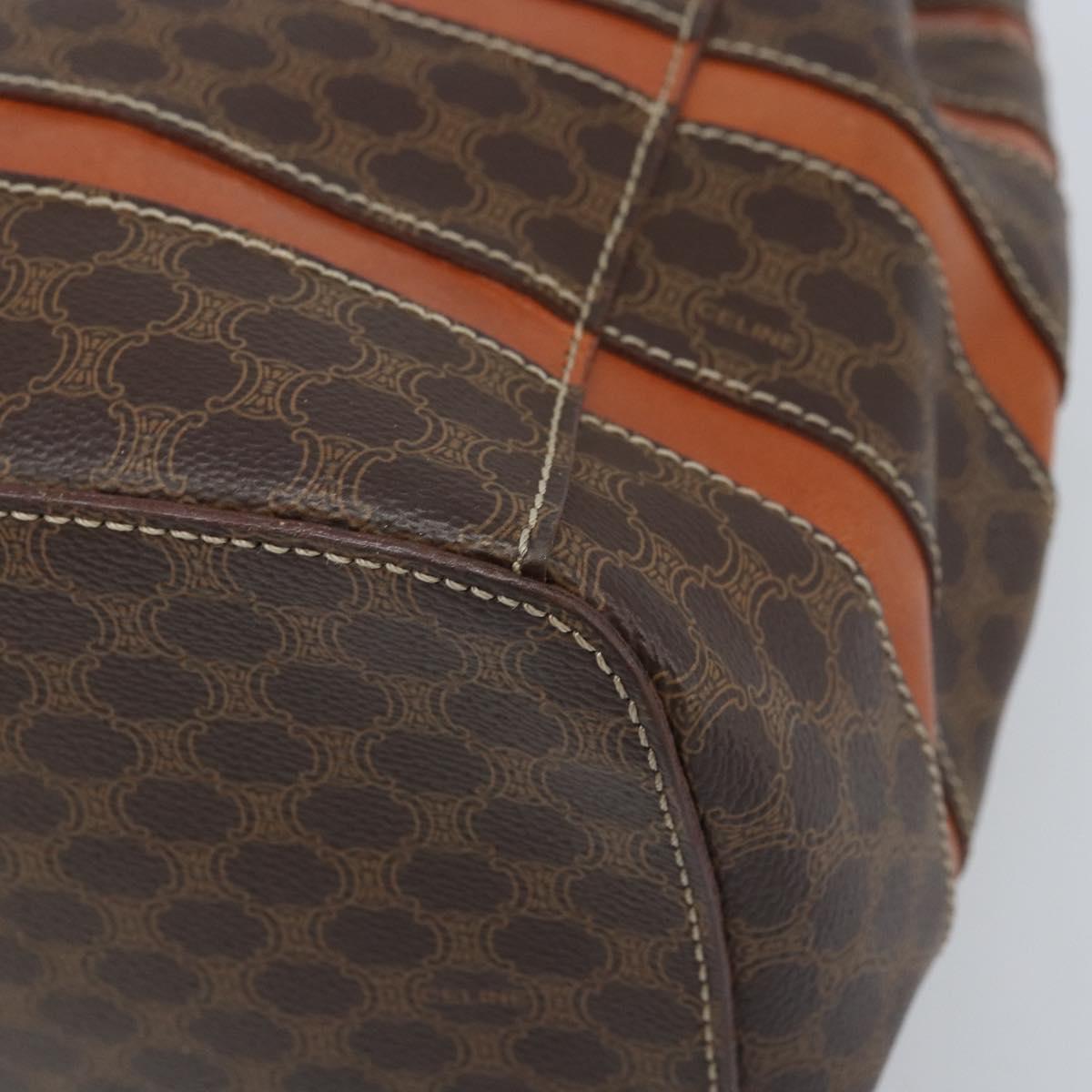 CELINE Macadam Canvas Backpack PVC Leather Brown Gold Auth bs33733