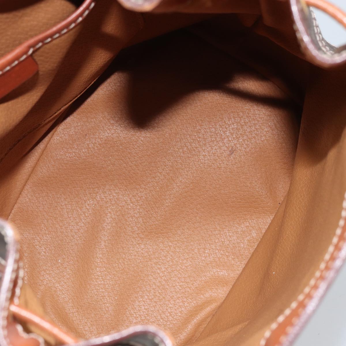 CELINE Macadam Canvas Backpack PVC Leather Brown Gold Auth bs33733
