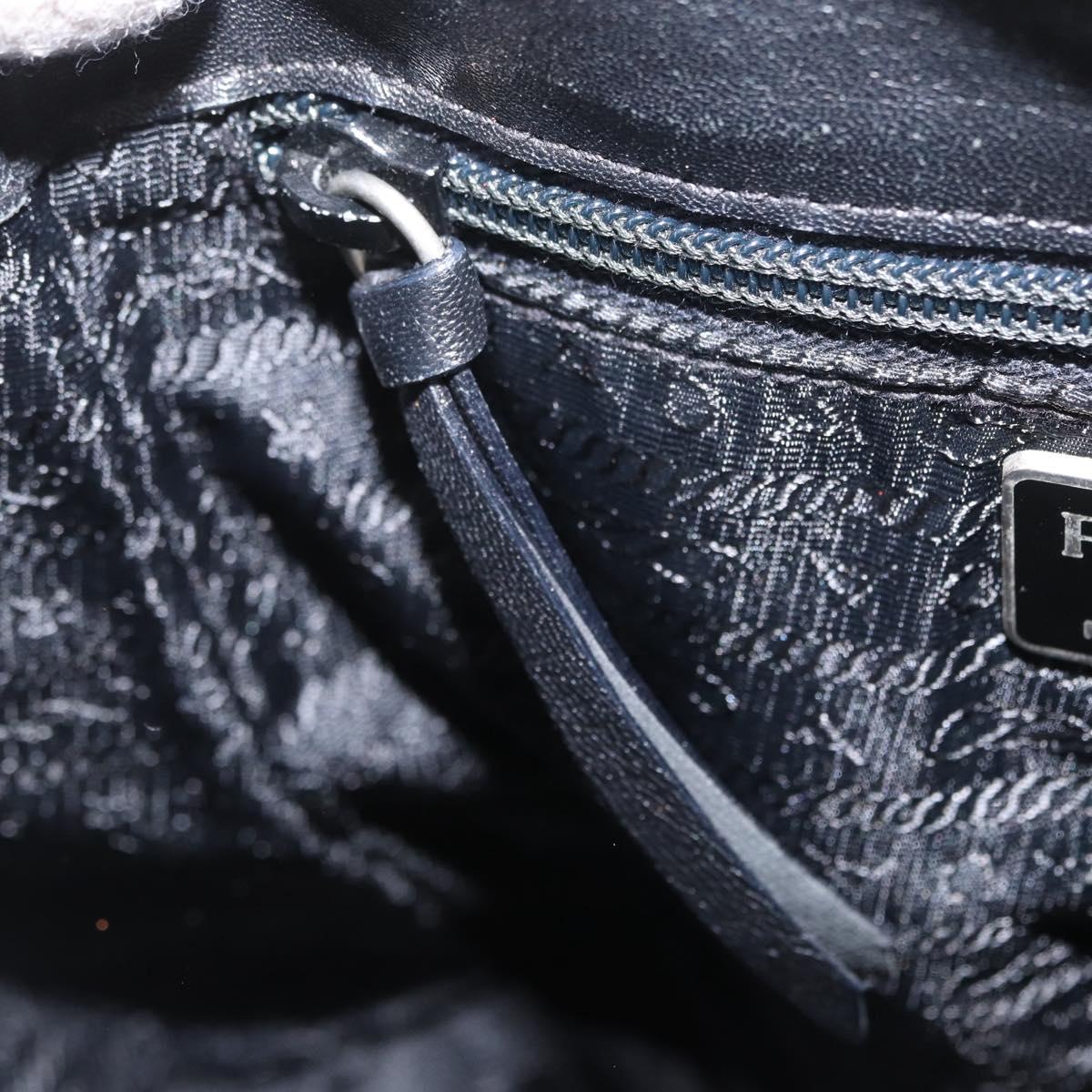 PRADA Hand Bag Patent leather Black Silver Auth bs33735