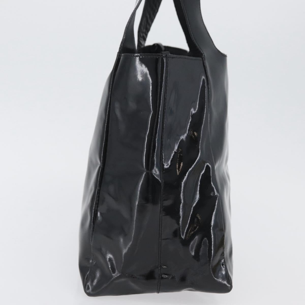 PRADA Hand Bag Patent leather Black Silver Auth bs33735