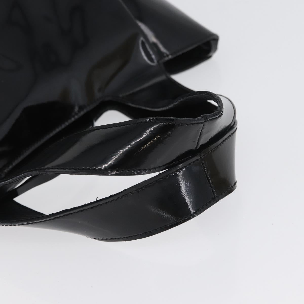 PRADA Hand Bag Patent leather Black Silver Auth bs33735