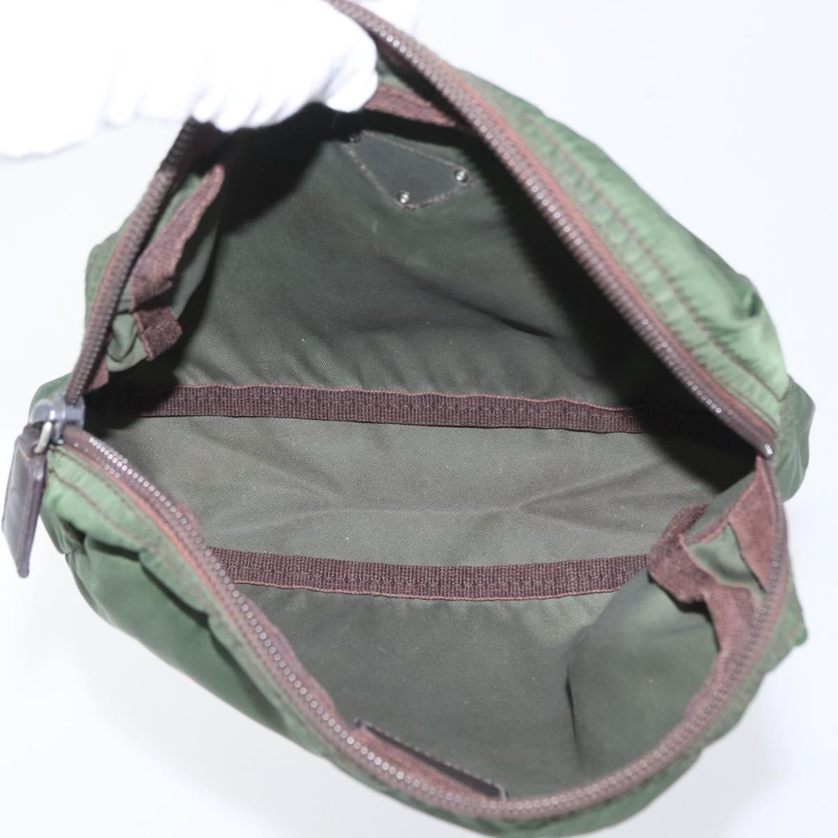 PRADA Pouch Nylon 2 Set Khaki Black Auth bs33737