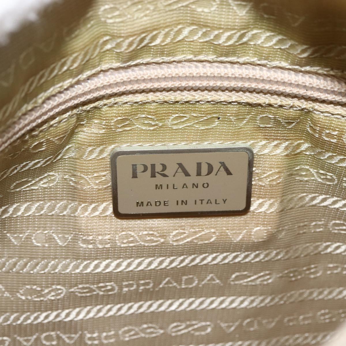 PRADA Shoulder Bag Nylon Beige Silver Auth bs33739