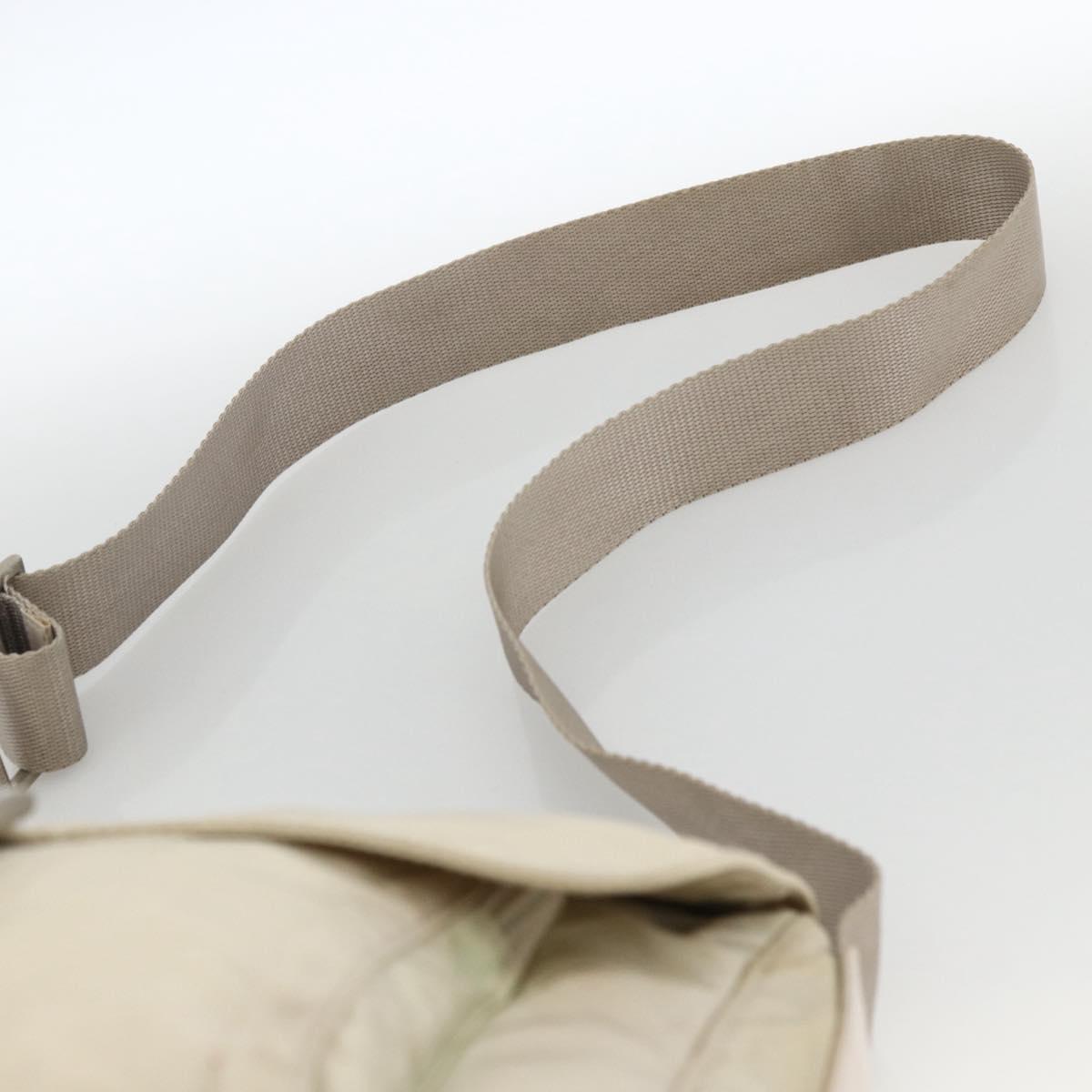 PRADA Shoulder Bag Nylon Beige Silver Auth bs33739