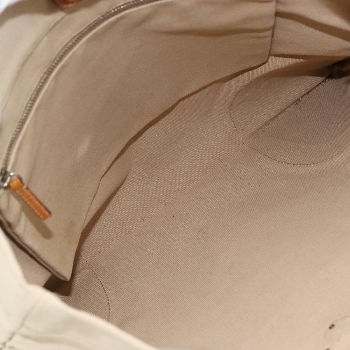 PRADA Tote Bag Canvas Beige Silver Auth bs33740