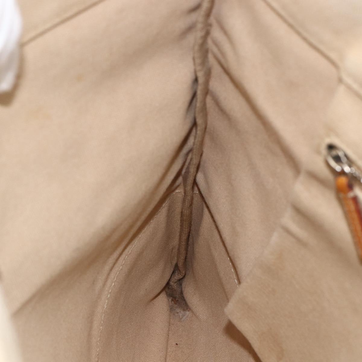 PRADA Tote Bag Canvas Beige Silver Auth bs33740
