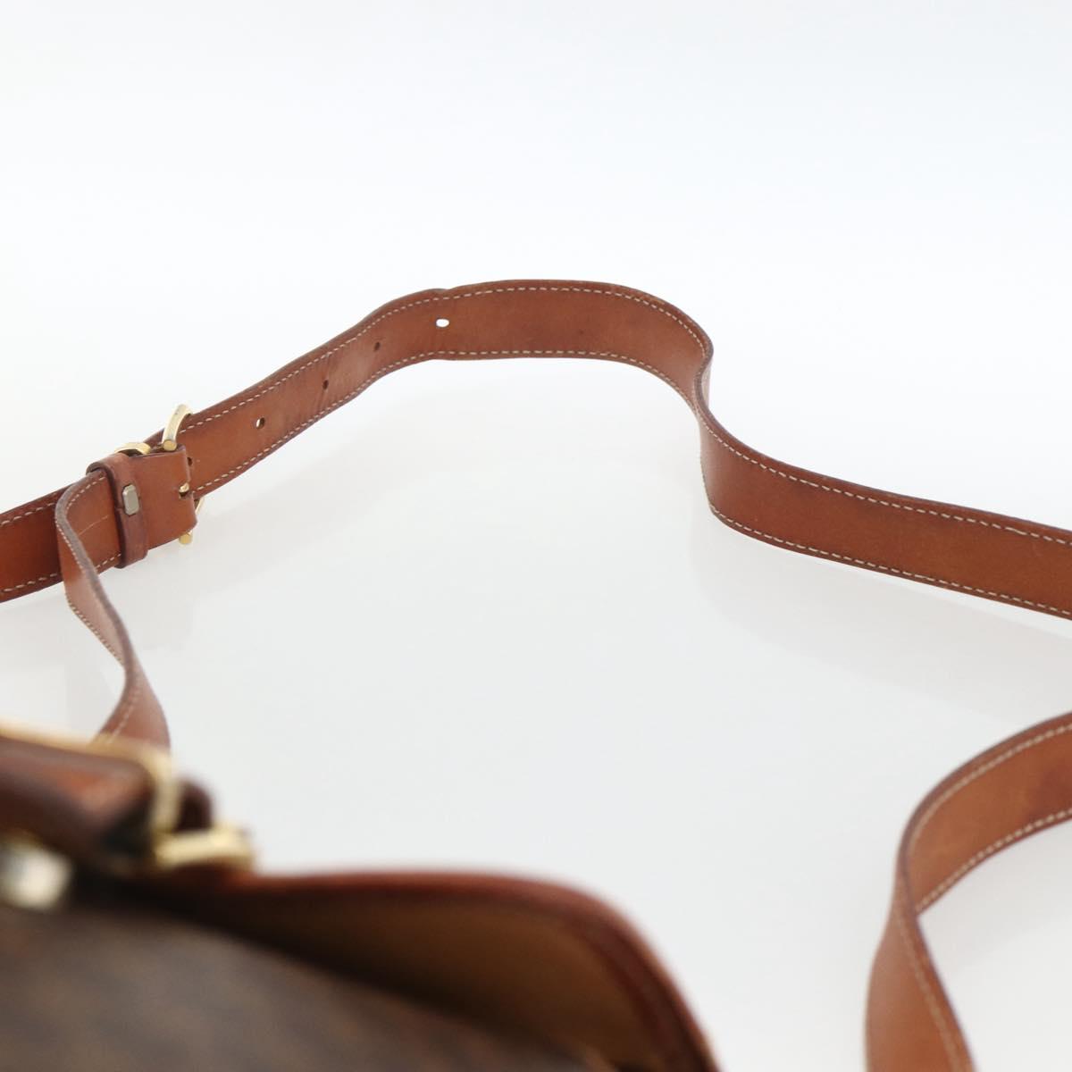 CELINE Macadam Canvas Shoulder Bag PVC Leather Brown Gold Auth bs33742