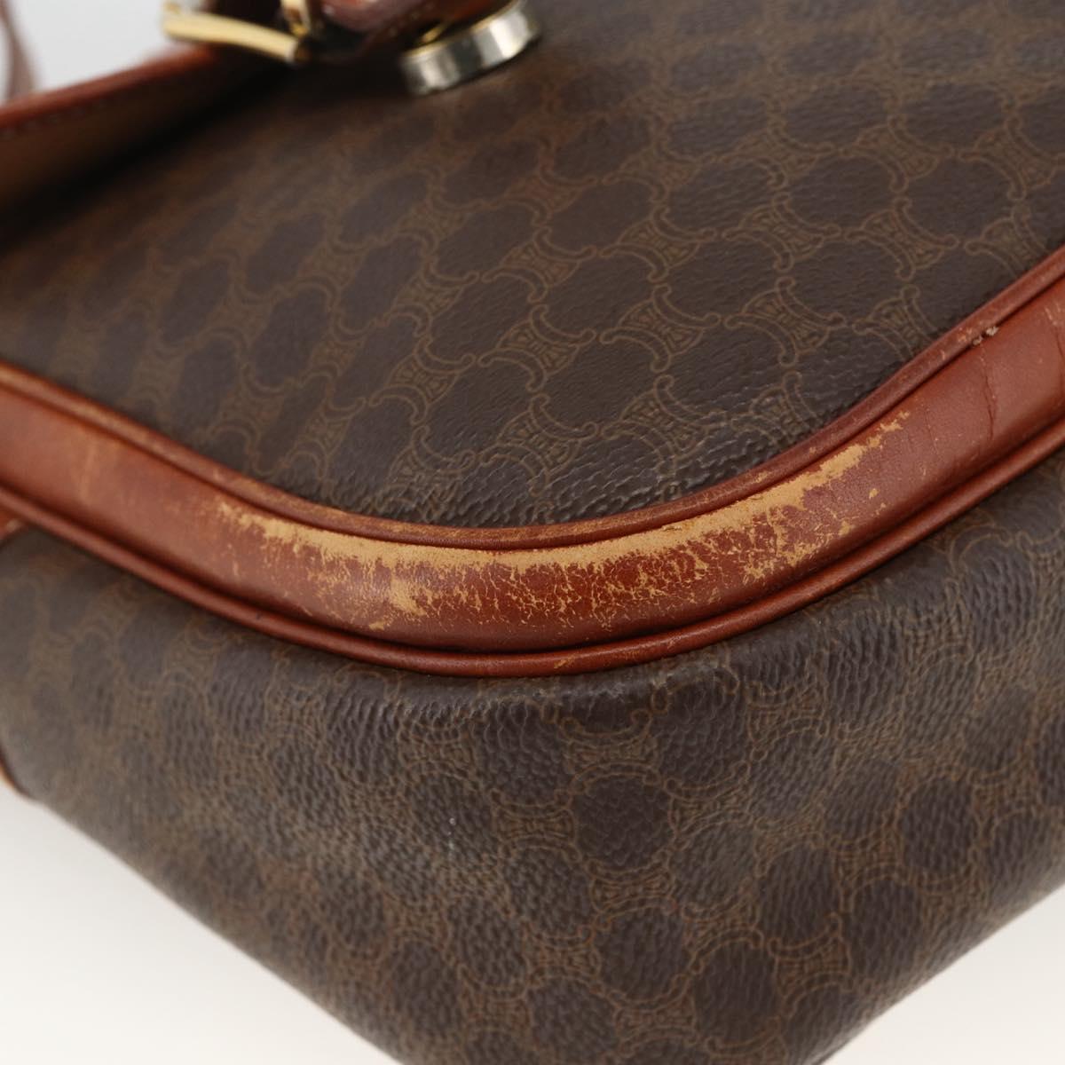 CELINE Macadam Canvas Shoulder Bag PVC Leather Brown Gold Auth bs33742