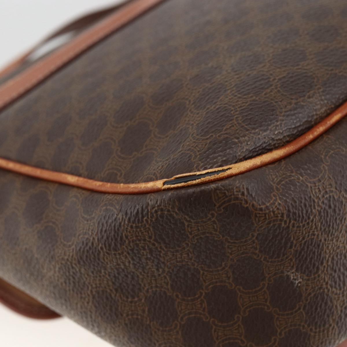 CELINE Macadam Canvas Shoulder Bag PVC Leather Brown Gold Auth bs33742