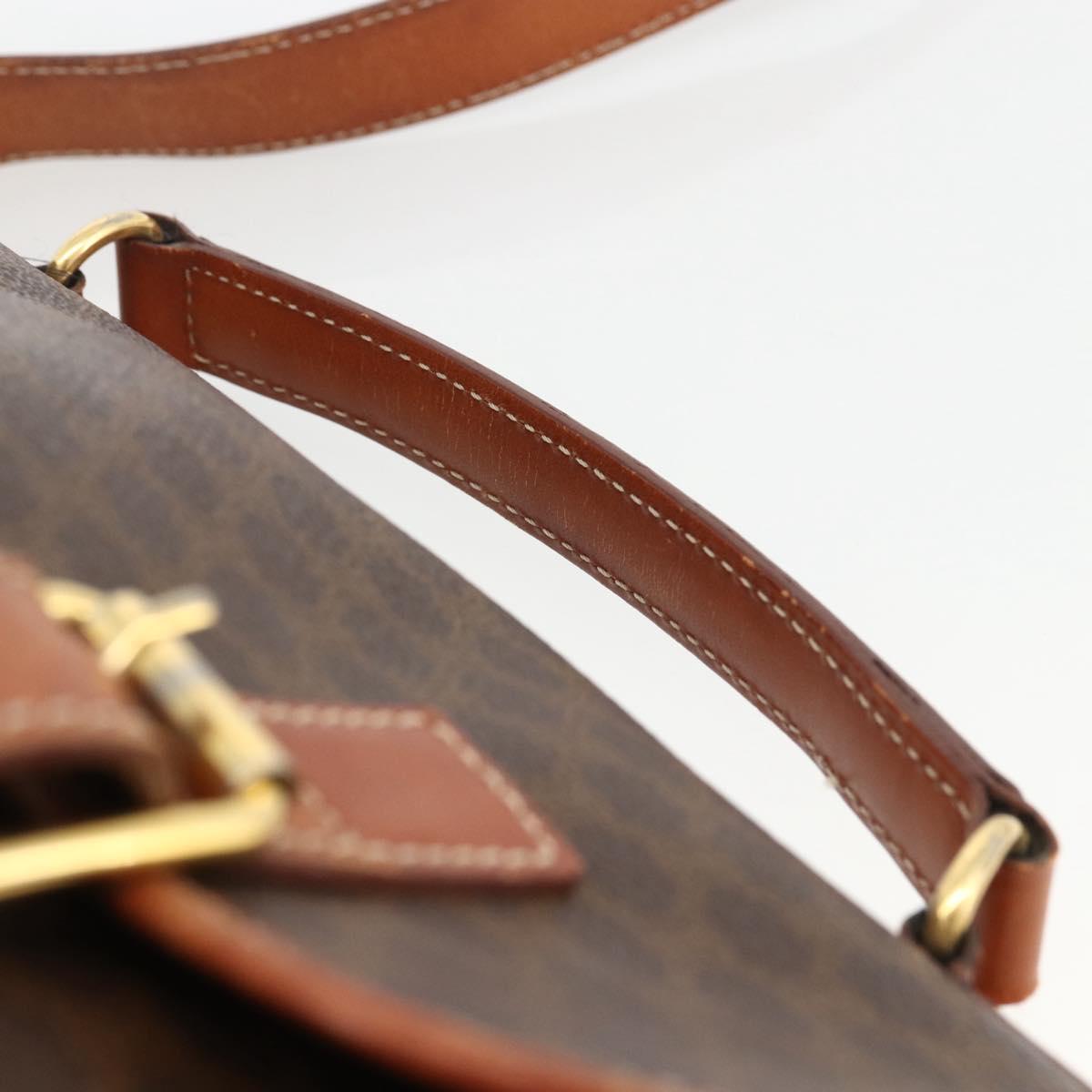 CELINE Macadam Canvas Shoulder Bag PVC Leather Brown Gold Auth bs33742