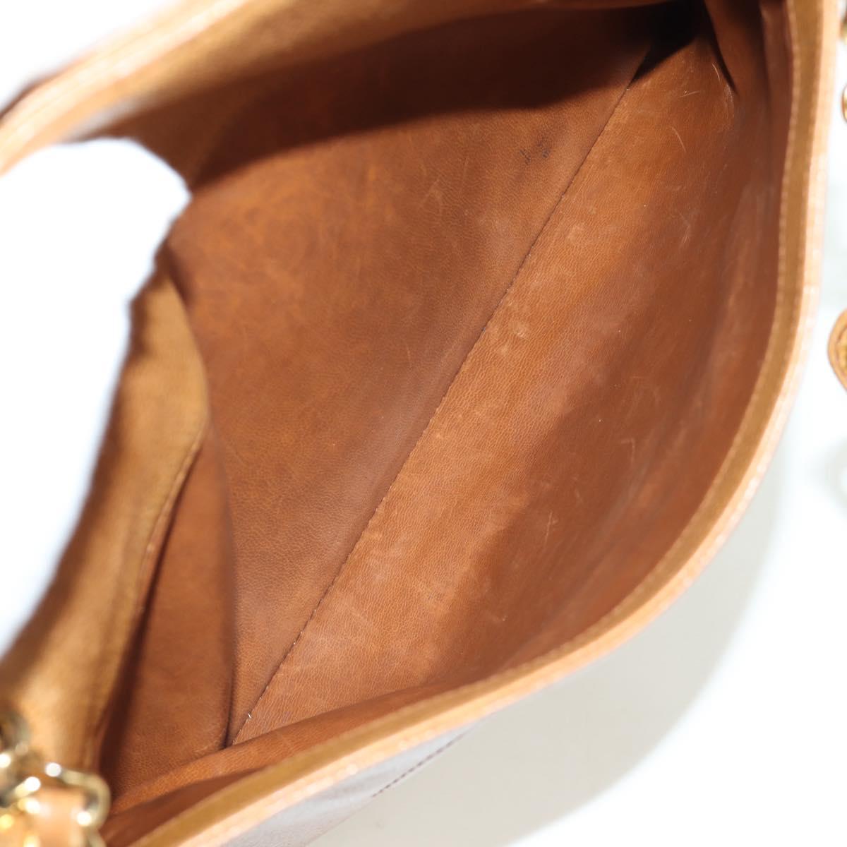 CHANEL Tote Bag Caviar Skin Brown Gold CC Auth bs33755A