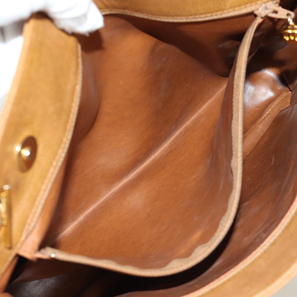 CHANEL Tote Bag Caviar Skin Brown Gold CC Auth bs33755A