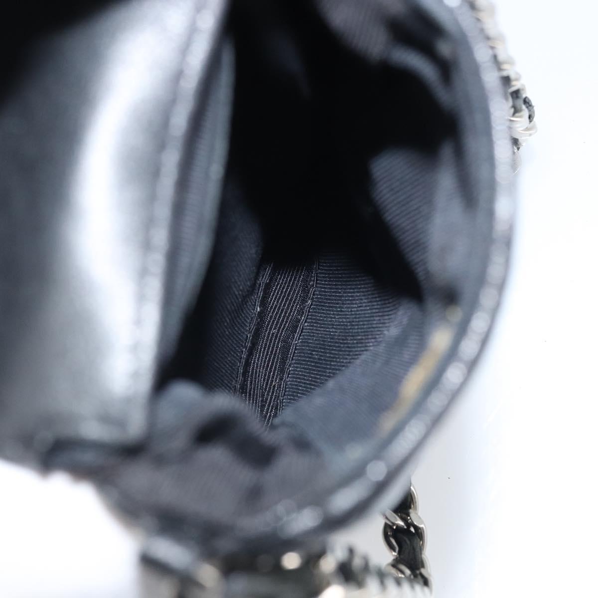 CHANEL Matelasse Pouch Lamb Skin Black Silver CC Auth bs33759