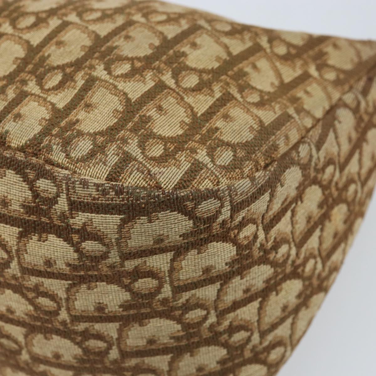 Christian Dior Trotter Canvas Shoulder Bag Beige Gold Auth bs33761