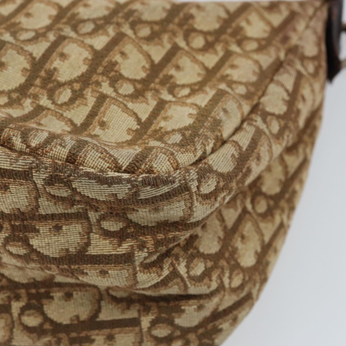 Christian Dior Trotter Canvas Shoulder Bag Beige Gold Auth bs33761