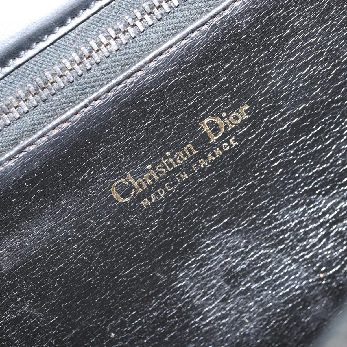 Christian Dior Hand Bag Leather Black Gold Auth bs33762