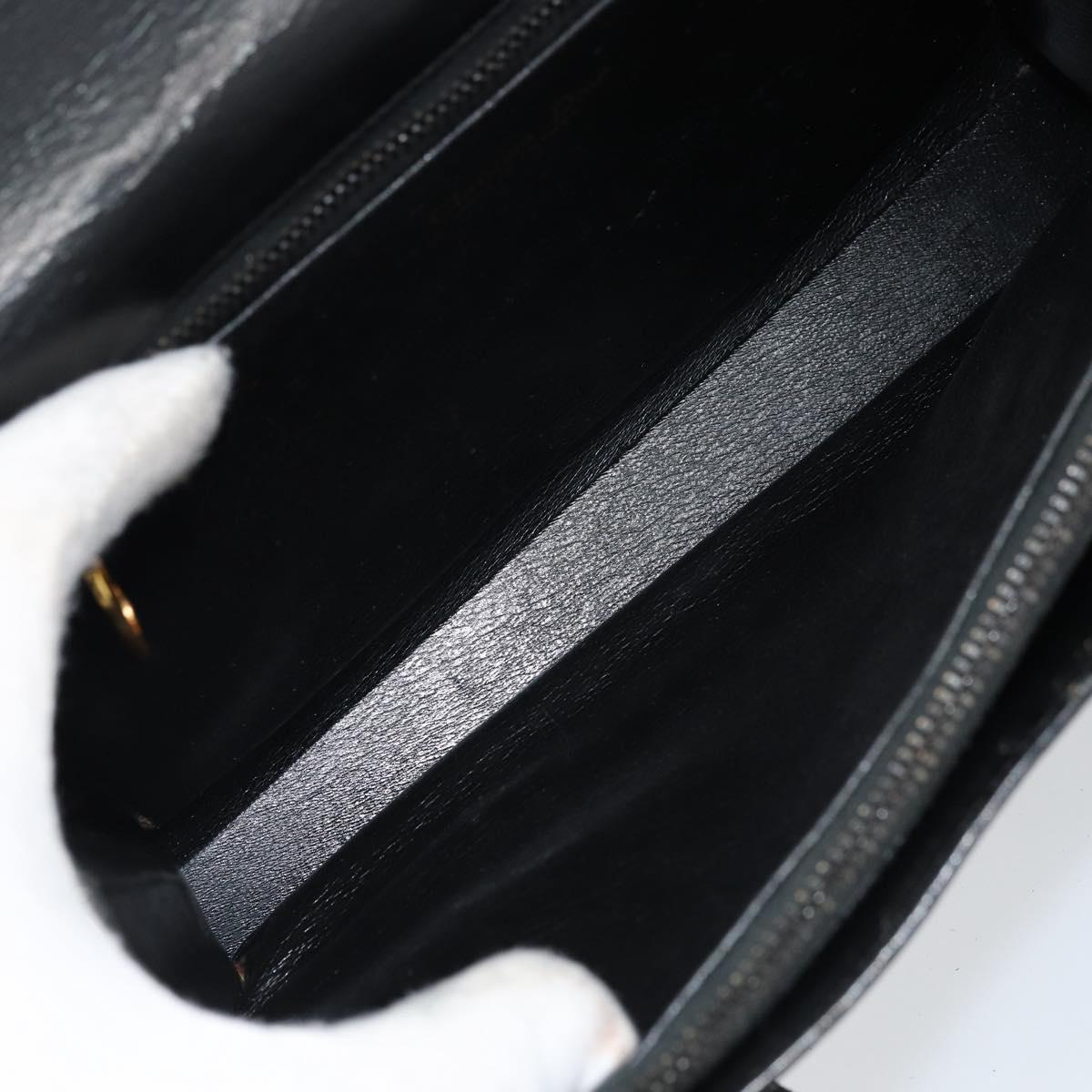 Christian Dior Hand Bag Leather Black Gold Auth bs33762