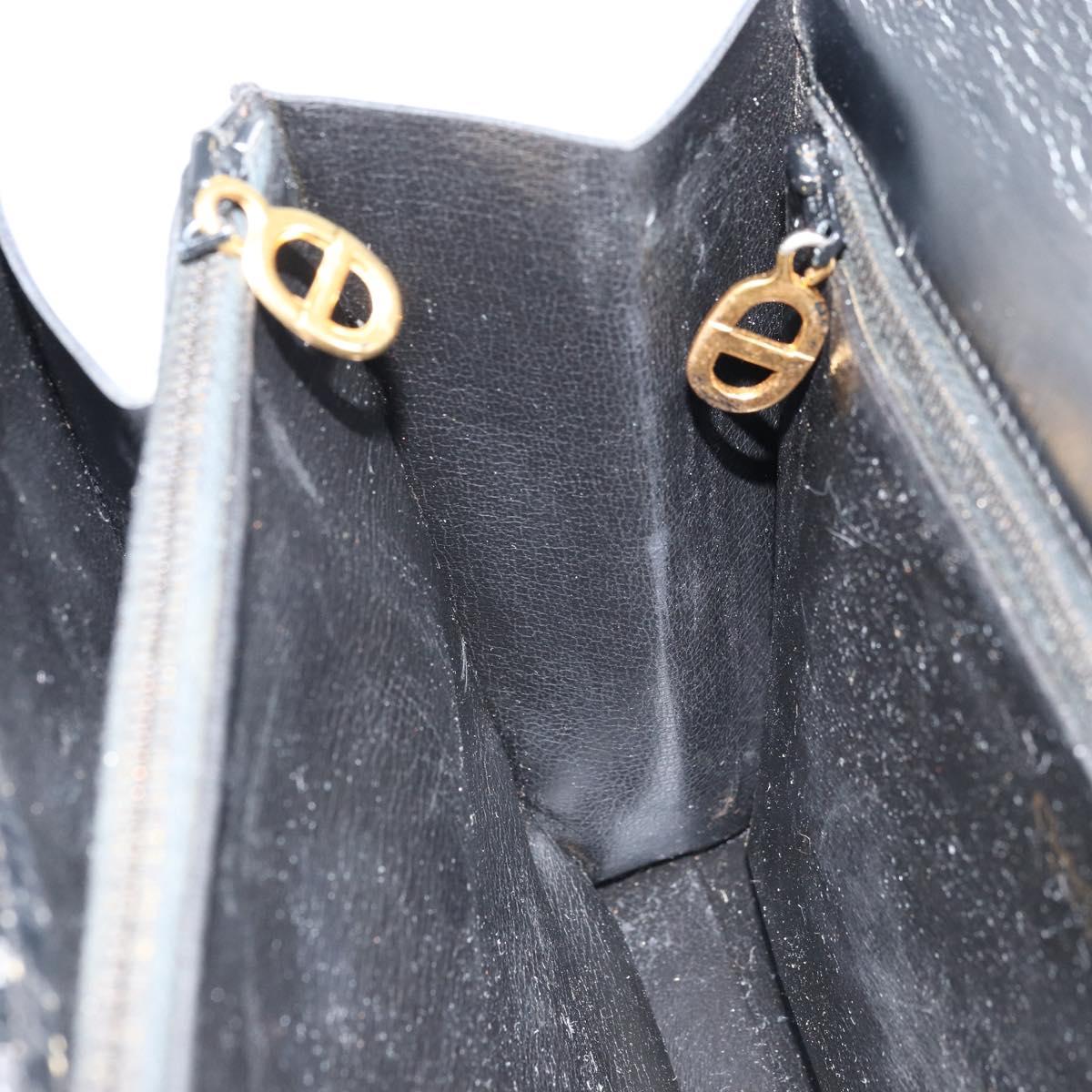 Christian Dior Hand Bag Leather Black Gold Auth bs33762