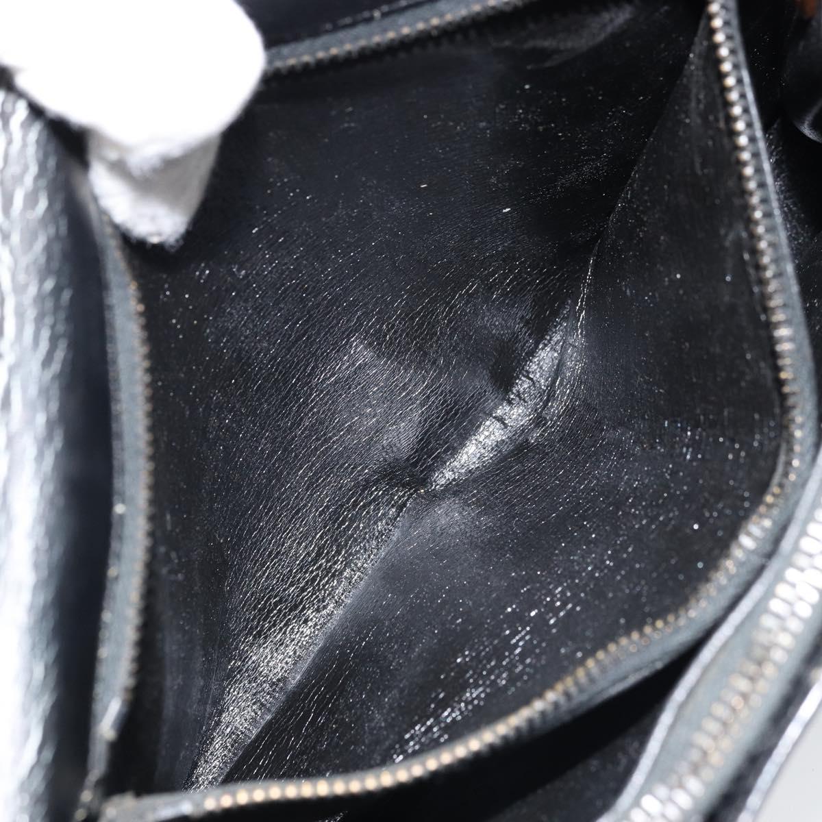 Christian Dior Hand Bag Leather Black Gold Auth bs33762