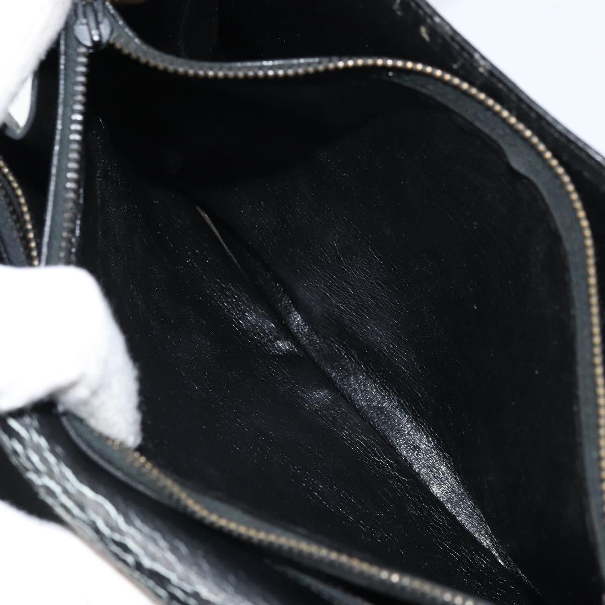 Christian Dior Hand Bag Leather Black Gold Auth bs33762