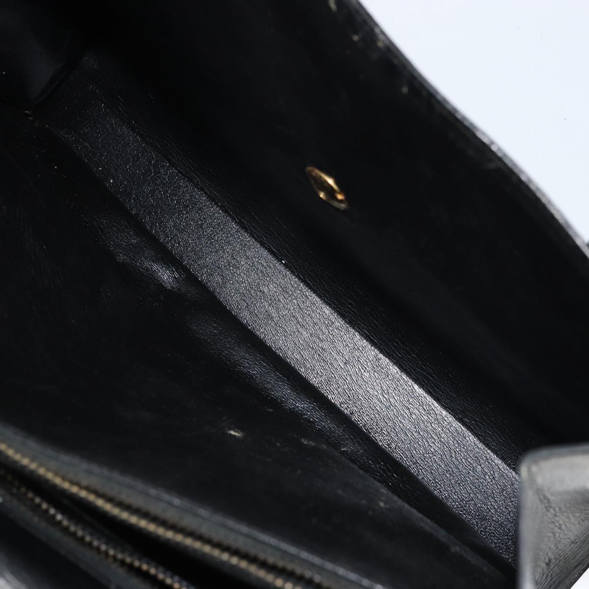 Christian Dior Hand Bag Leather Black Gold Auth bs33762