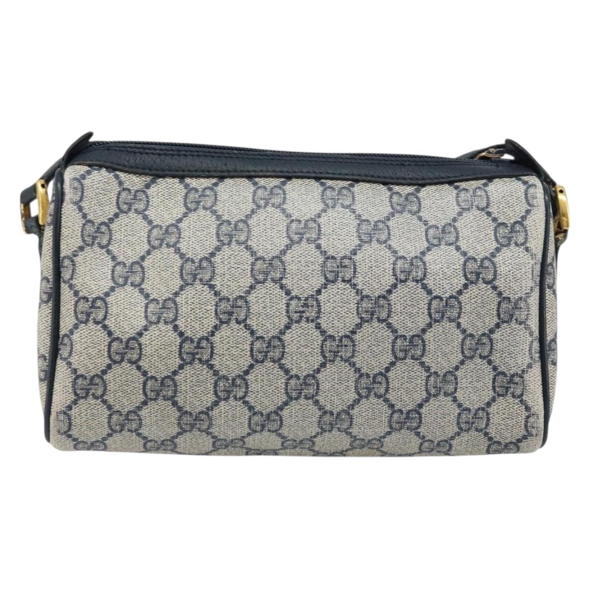 GUCCI GG Supreme Sherry Line Bag PVC Navy Gold Red 89 02 018 Auth bs33770