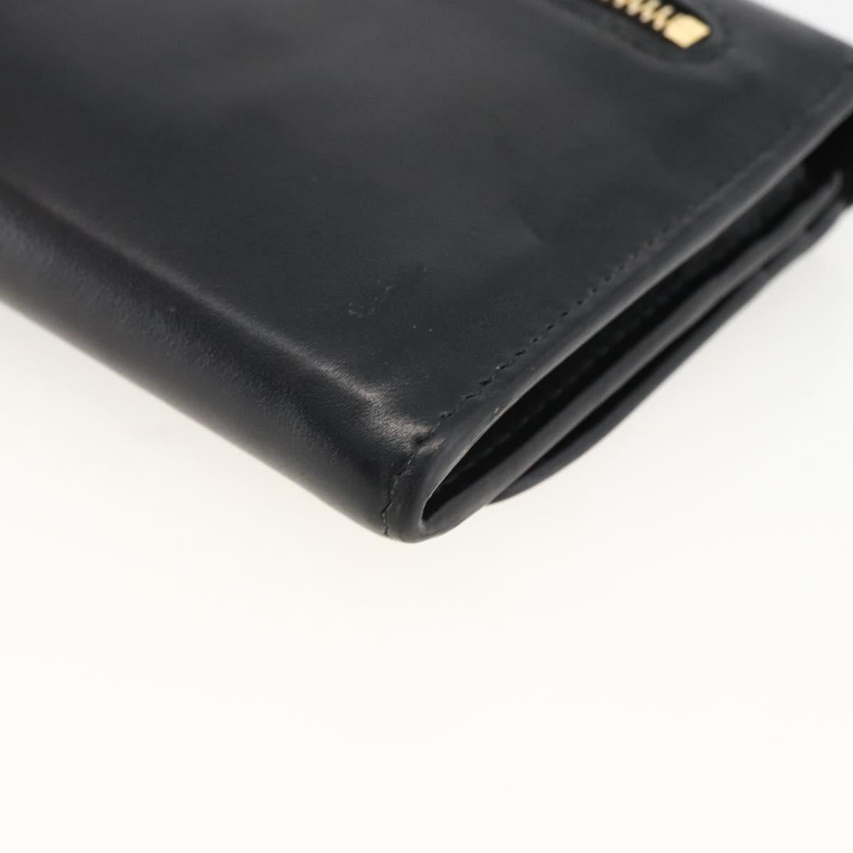 Miu Miu Long Wallet Leather Black Gold Auth bs33771