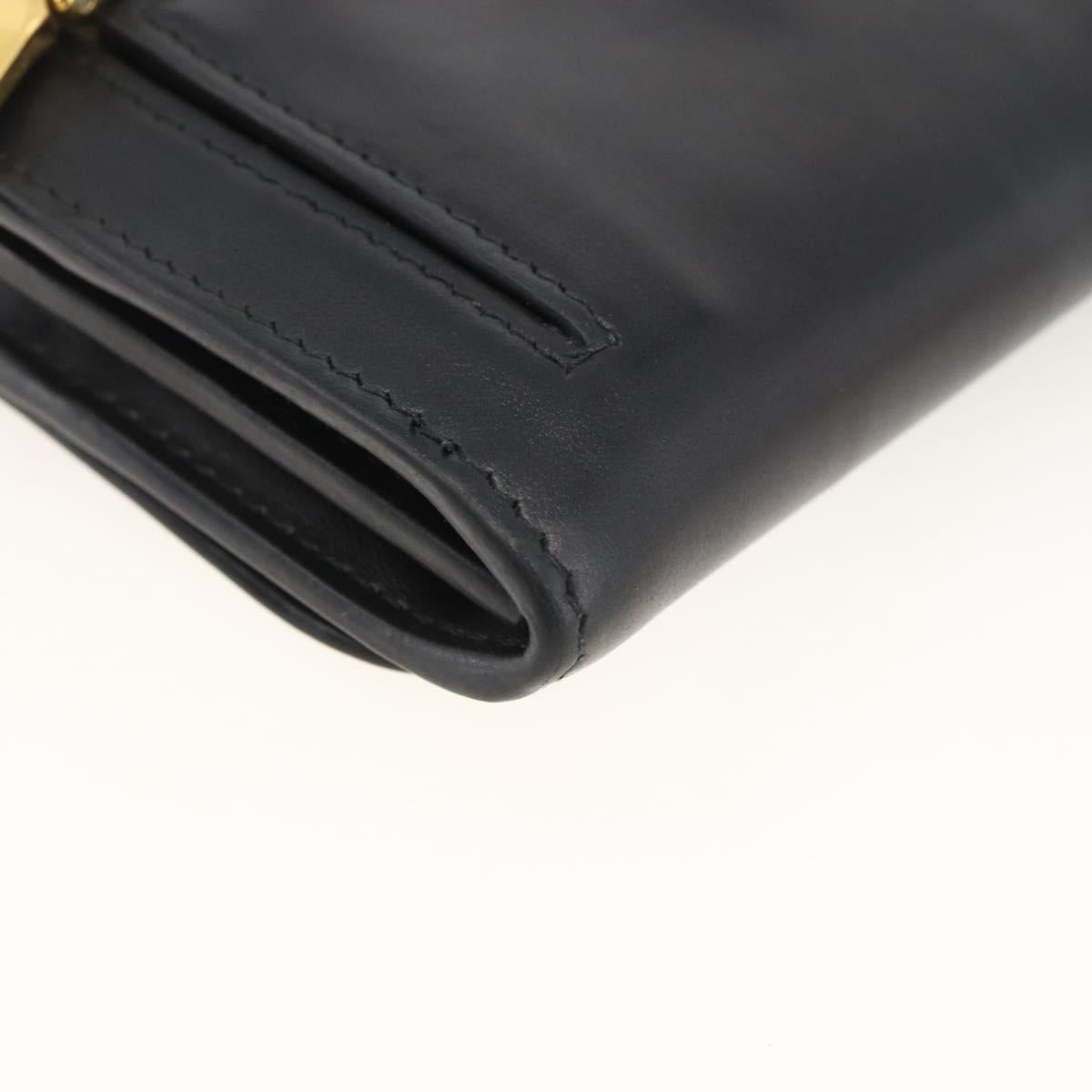 Miu Miu Long Wallet Leather Black Gold Auth bs33771