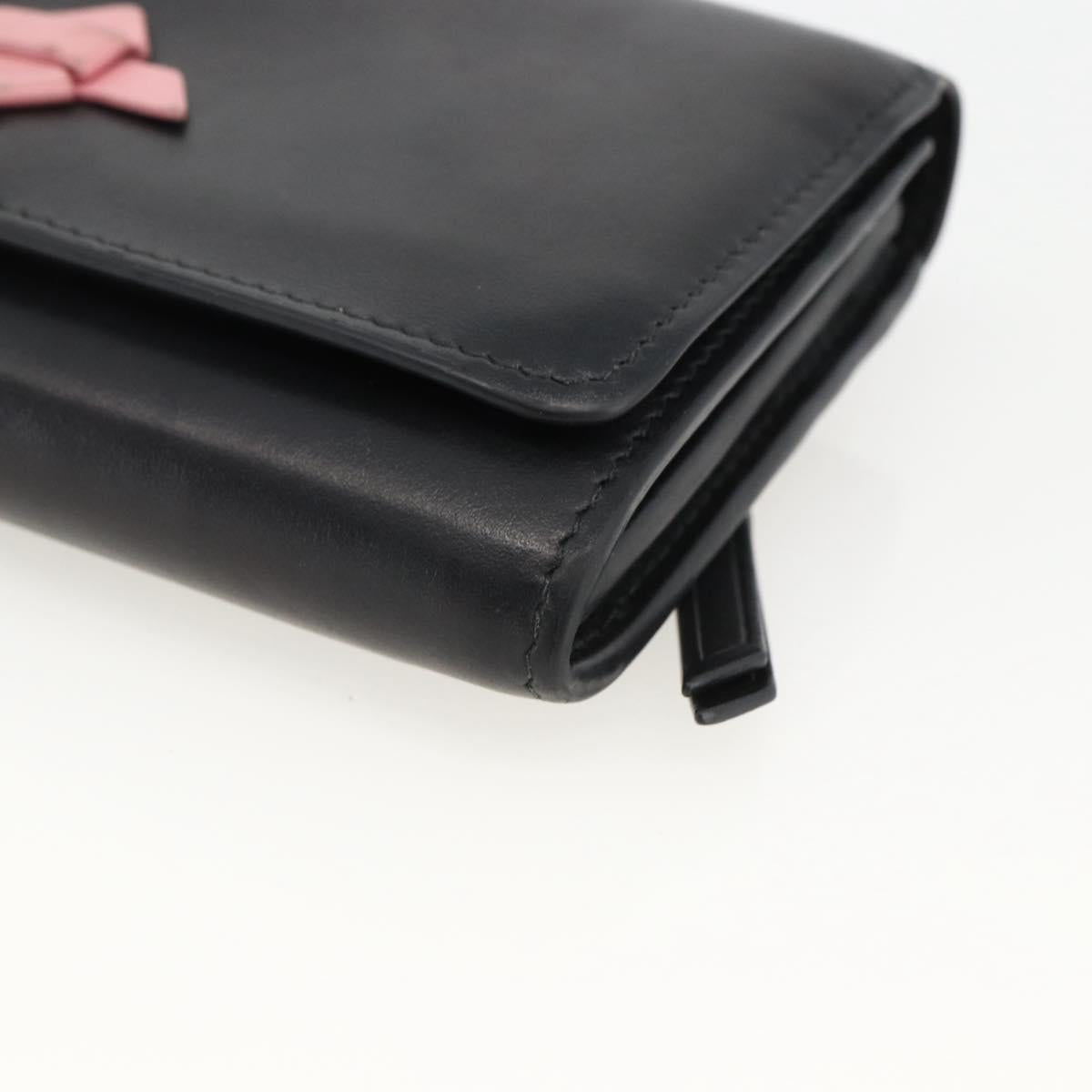 Miu Miu Long Wallet Leather Black Gold Auth bs33771