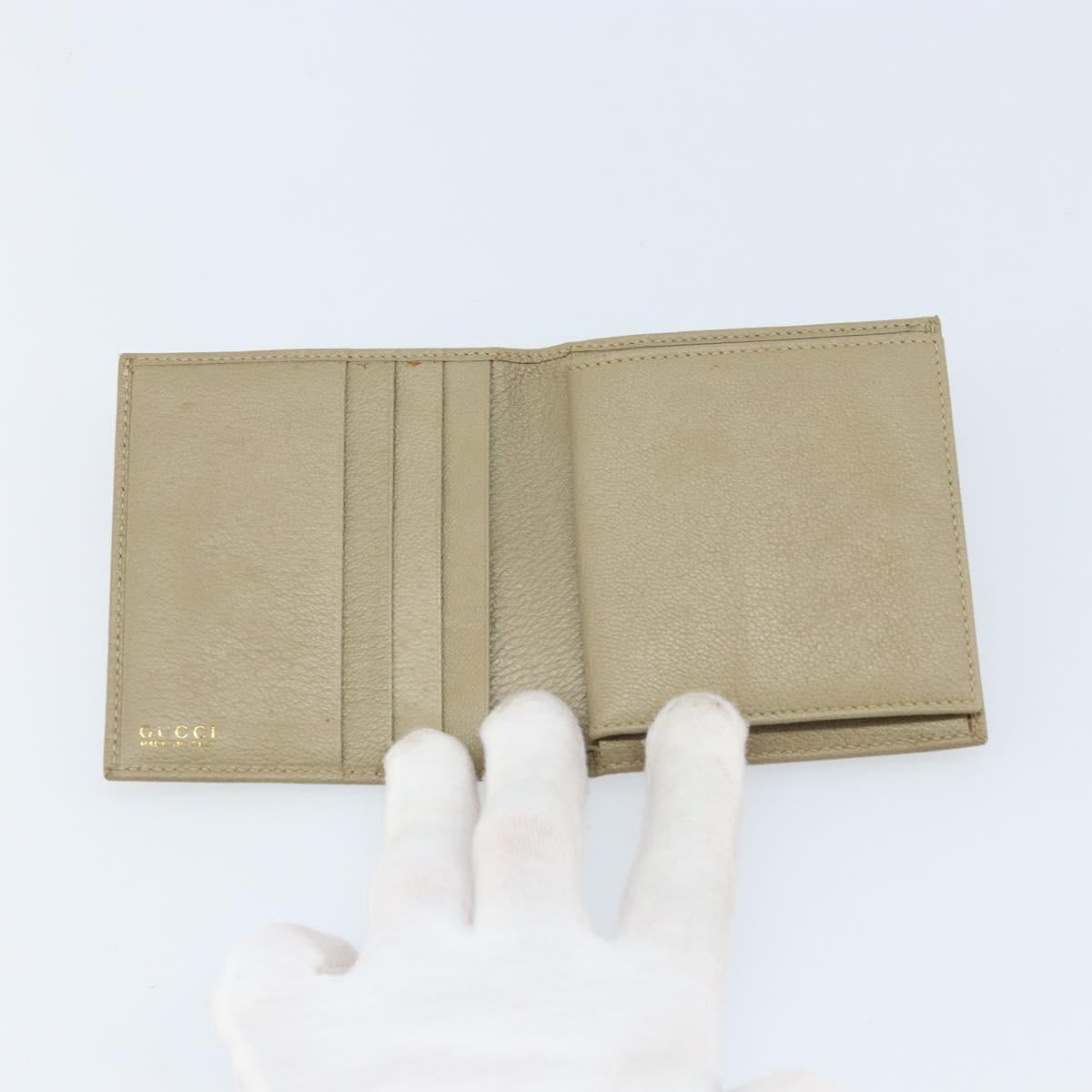 GUCCI Wallet Leather Beige Gold 034 4276 0781 0 Auth bs33775