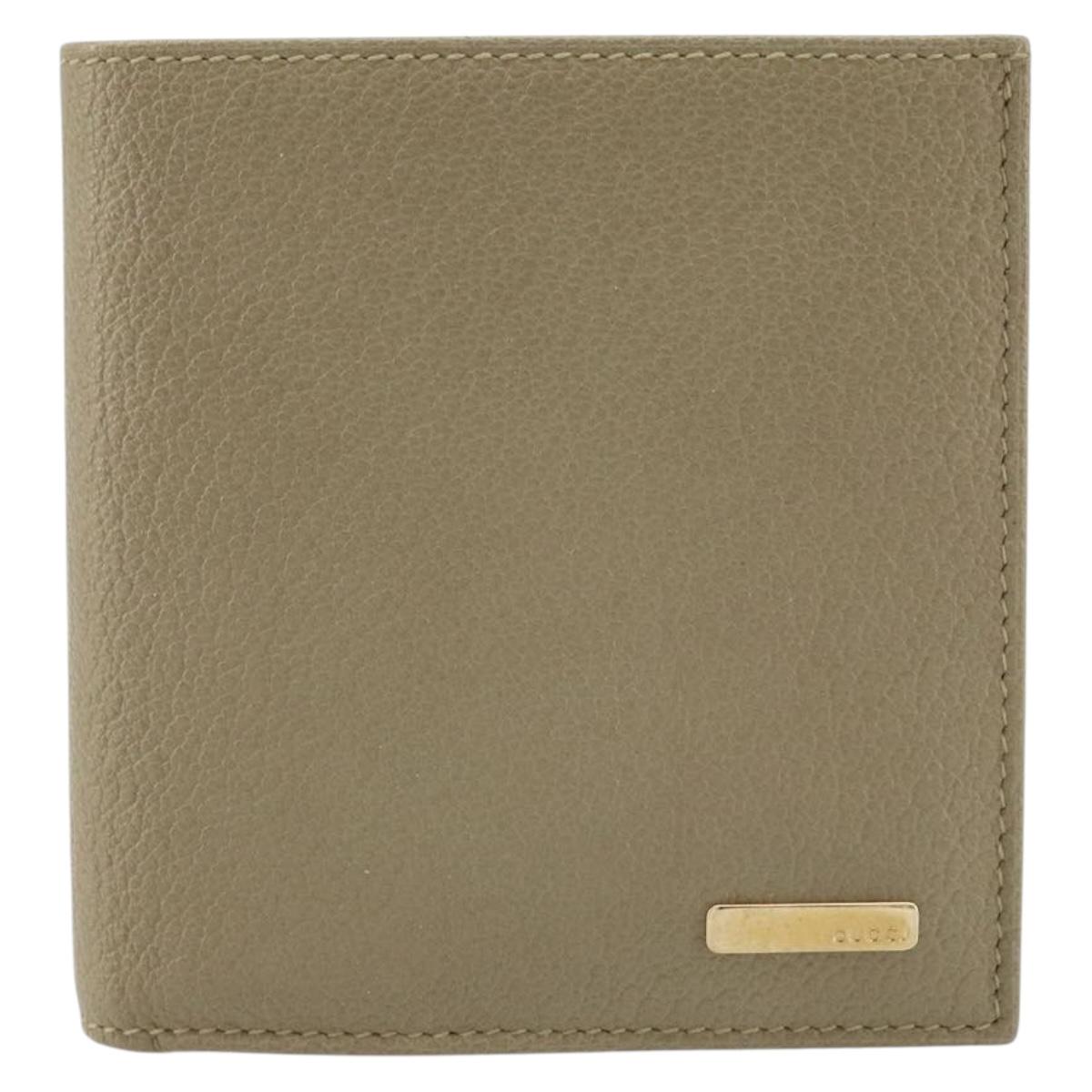 GUCCI Wallet Leather Beige Gold 034 4276 0781 0 Auth bs33775