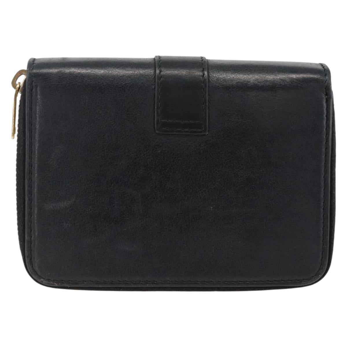 SAINT LAURENT Wallet Leather Black Gold Auth bs33776