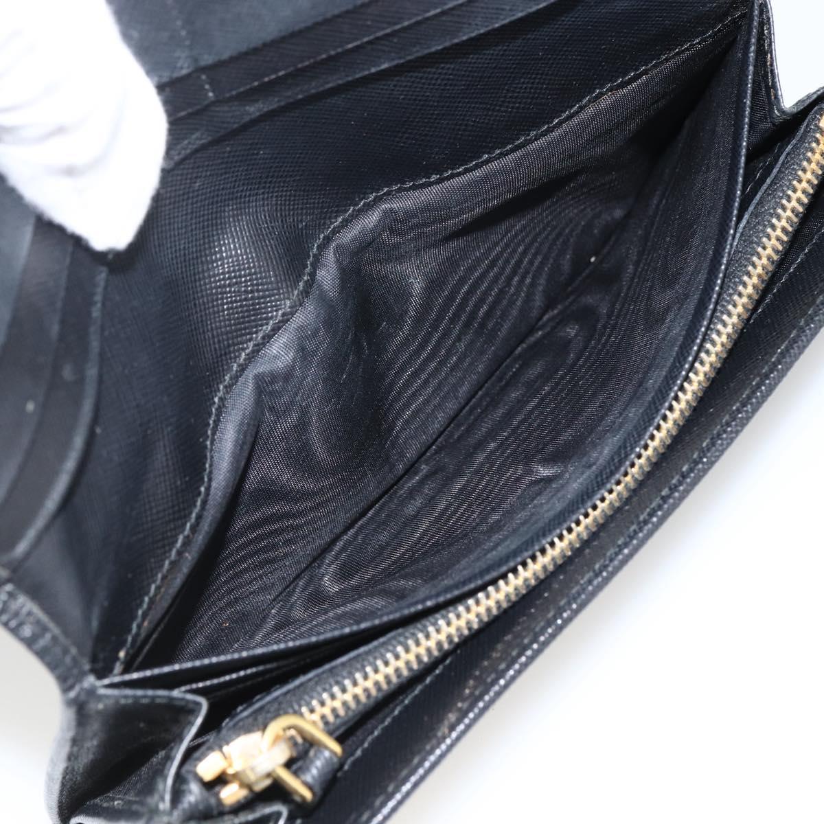 PRADA Long Wallet Safiano leather Black Gold Auth bs33777