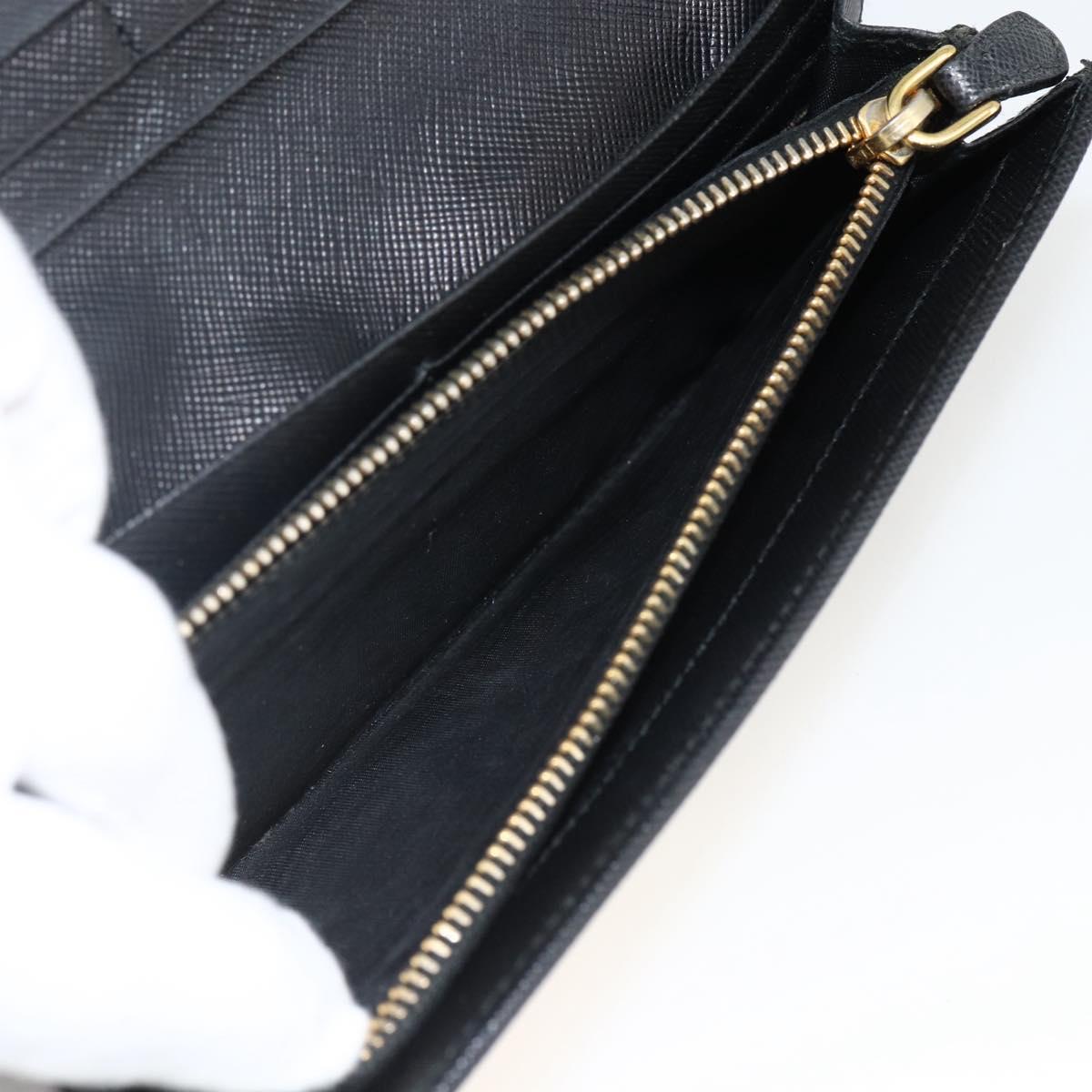 PRADA Long Wallet Safiano leather Black Gold Auth bs33777